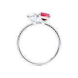 CELESTE - Toi Et Moi Chatham® Ruby Emerald & Lab Diamond Pear Cut Ring 950 Platinum