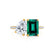 CELESTE - Toi Et Moi Green Emerald & Lab Diamond Pear Cut Ring 18k Yellow Gold