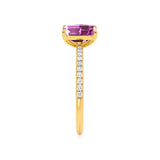 CELESTE - Toi Et Moi Chatham® Pink Sapphire Emerald & Lab Diamond Pear Cut Ring 18k Yellow Gold