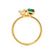 CELESTE - Toi Et Moi Green Emerald & Lab Diamond Pear Cut Ring 18k Yellow Gold