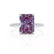 LIVELY - Radiant Alexandrite & Diamond 18k White Gold Petite Hidden Halo Pavé Shoulder Set Ring Engagement Ring Lily Arkwright