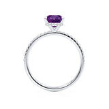 LIVELY - Radiant Alexandrite & Diamond Platinum Petite Hidden Halo Pavé Shoulder Set Ring Engagement Ring Lily Arkwright