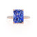 LIVELY - Radiant Blue Sapphire & Diamond 18k Rose Gold Petite Hidden Halo Pavé Shoulder Set Ring Engagement Ring Lily Arkwright