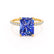 LIVELY - Radiant Blue Sapphire & Diamond 18k Yellow Gold Petite Hidden Halo Pavé Shoulder Set Ring Engagement Ring Lily Arkwright