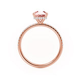 LIVELY - Radiant Champagne Sapphire & Diamond 18k Rose Gold Petite Hidden Halo Pavé Shoulder Set Ring Engagement Ring Lily Arkwright