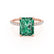 LIVELY - Radiant Emerald & Diamond 18k Rose Gold Petite Hidden Halo Pavé Shoulder Set Ring Engagement Ring Lily Arkwright