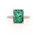 LIVELY - Radiant Emerald & Diamond 18k Rose Gold Petite Hidden Halo Pavé Shoulder Set Ring Engagement Ring Lily Arkwright