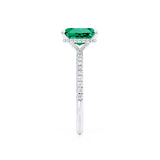 LIVELY - Radiant Emerald & Diamond Platinum Petite Hidden Halo Pavé Shoulder Set Ring Engagement Ring Lily Arkwright