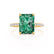 LIVELY - Radiant Emerald & Diamond 18k Yellow Gold Petite Hidden Halo Pavé Shoulder Set Ring Engagement Ring Lily Arkwright