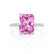 LIVELY - Radiant Pink Sapphire & Diamond 18k White Gold Petite Hidden Halo Pavé Shoulder Set Ring Engagement Ring Lily Arkwright