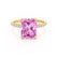 LIVELY - Radiant Pink Sapphire & Diamond 18k Yellow Gold Petite Hidden Halo Pavé Shoulder Set Ring Engagement Ring Lily Arkwright