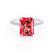 LIVELY - Radiant Ruby & Diamond 18k White Gold Petite Hidden Halo Pavé Shoulder Set Ring