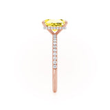 LIVELY - Radiant Yellow Sapphire & Diamond 18k Rose Gold Petite Hidden Halo Pavé Shoulder Set Ring Engagement Ring Lily Arkwright