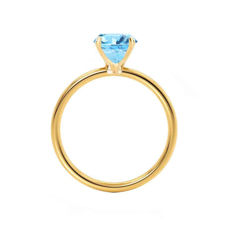 LULU - Elongated Cushion Aqua Spinel 18k Yellow Gold Petite Solitaire Ring Engagement Ring Lily Arkwright