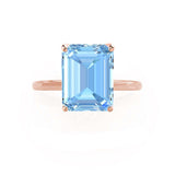 LULU - Emerald Aqua Spinel 18k Rose Gold Petite Solitaire Engagement Ring Lily Arkwright