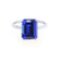 LULU - Emerald Blue Sapphire 18k White Gold Petite Solitaire Engagement Ring Lily Arkwright