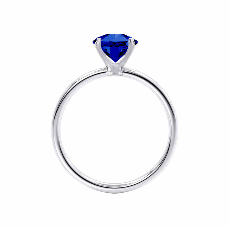 LULU - Emerald Blue Sapphire Platinum 950 Petite Solitaire Engagement Ring Lily Arkwright