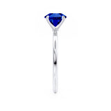 LULU - Emerald Blue Sapphire 18k White Gold Petite Solitaire Engagement Ring Lily Arkwright