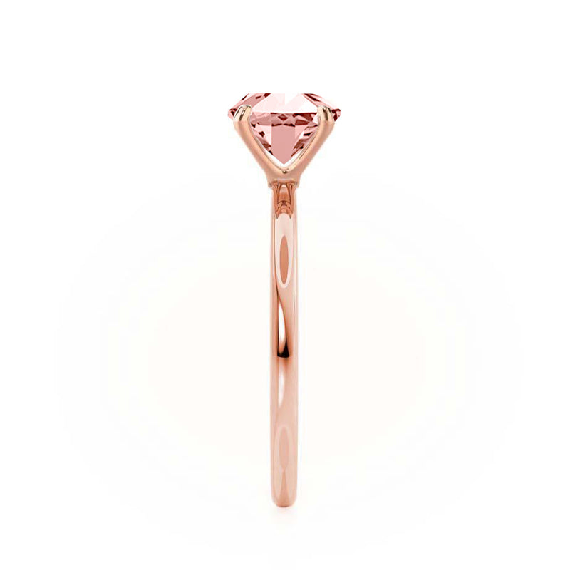 LULU - Emerald Champagne Sapphire 18k Rose Gold Petite Solitaire Engagement Ring Lily Arkwright