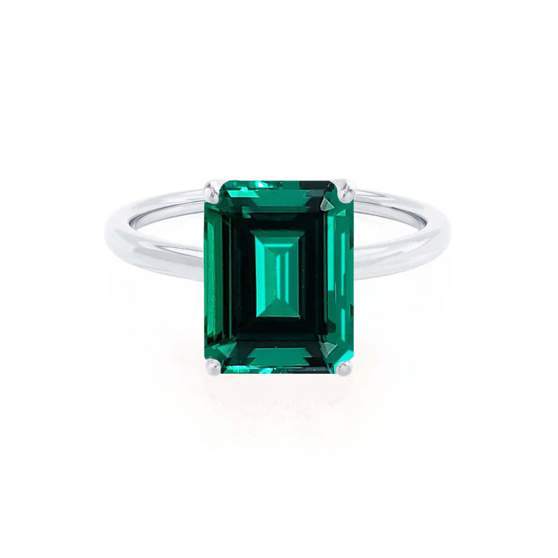 LULU - Emerald Platinum 950 Petite Solitaire Engagement Ring Lily Arkwright