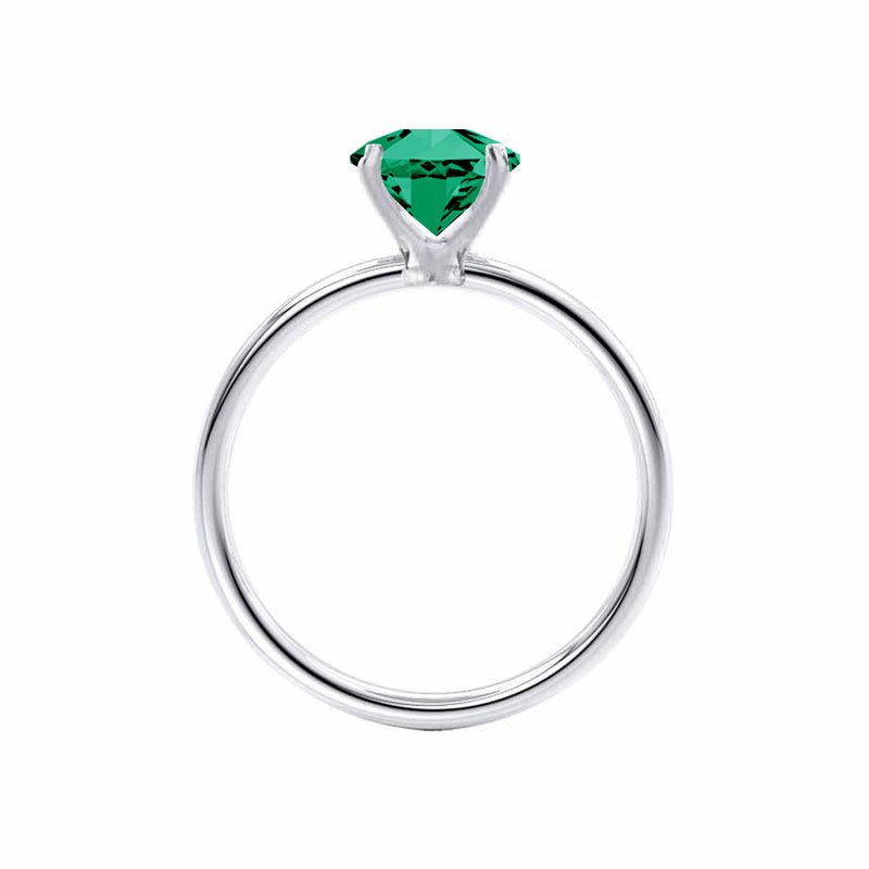 LULU - Emerald Platinum 950 Petite Solitaire Engagement Ring Lily Arkwright