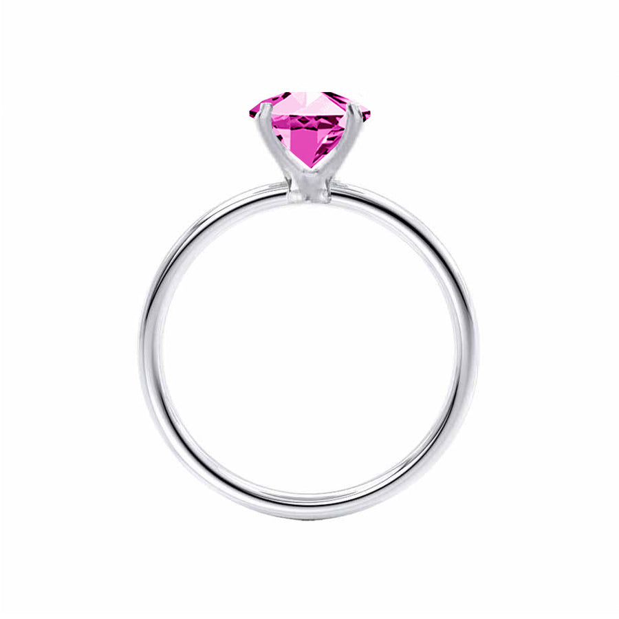 Lulu Emerald Pink Sapphire 18k White Gold Petite Solitaire Ring