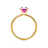 LULU - Emerald Pink Sapphire 18k Yellow Gold Petite Solitaire Engagement Ring Lily Arkwright