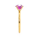 LULU - Emerald Pink Sapphire 18k Yellow Gold Petite Solitaire Engagement Ring Lily Arkwright