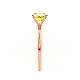 LULU - Emerald Yellow Sapphire 18k Rose Gold Petite Solitaire Engagement Ring Lily Arkwright