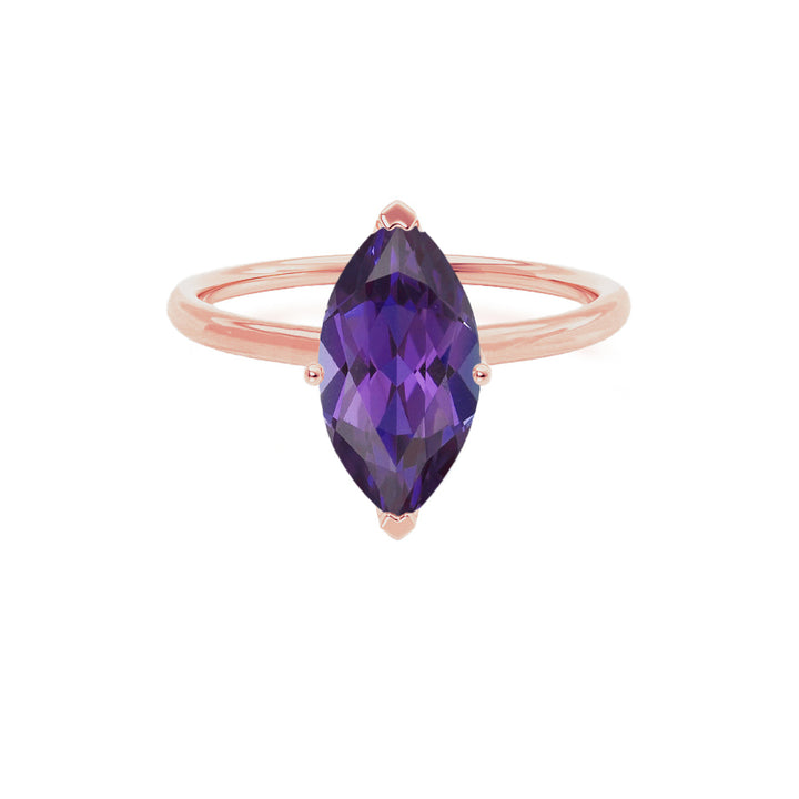 LULU - Marquise Alexandrite 18k Rose Gold Petite Solitaire Ring