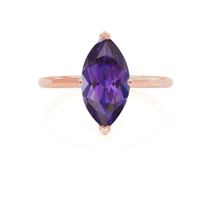 LULU - Marquise Alexandrite 18k Rose Gold Petite Solitaire Ring Engagement Ring Lily Arkwright