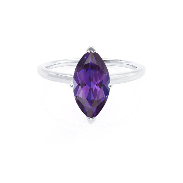 LULU - Marquise Alexandrite 18k White Gold Petite Solitaire Ring Engagement Ring Lily Arkwright