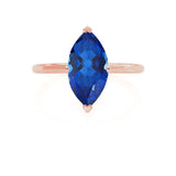 LULU - Marquise Blue Sapphire 18k Rose Gold Petite Solitaire Ring Engagement Ring Lily Arkwright