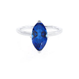 LULU - Marquise Blue Sapphire 18k White Gold Petite Solitaire Ring Engagement Ring Lily Arkwright