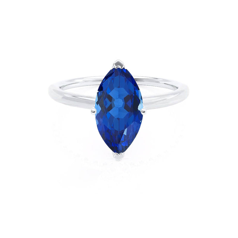 LULU - Marquise Blue Sapphire 950 Platinum Petite Solitaire Ring Engagement Ring Lily Arkwright