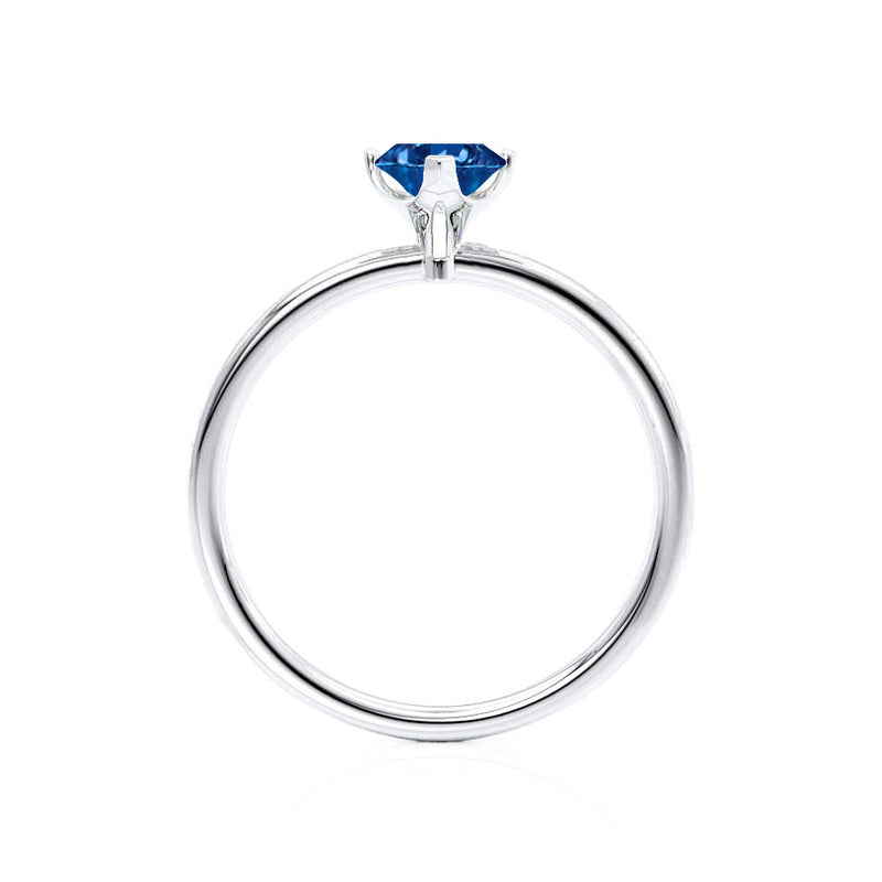 LULU - Marquise Blue Sapphire 18k White Gold Petite Solitaire Ring Engagement Ring Lily Arkwright