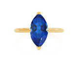 LULU - Marquise Blue Sapphire 18k Yellow Gold Petite Solitaire Ring Engagement Ring Lily Arkwright