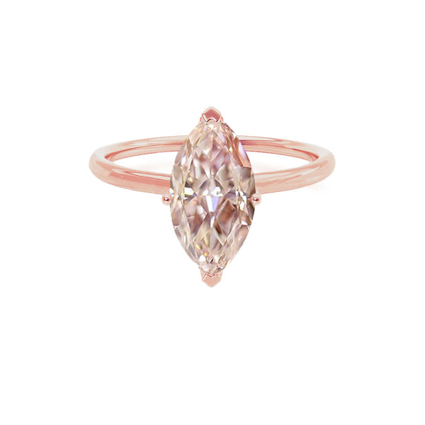 LULU - Marquise Champagne Sapphire 18k Rose Gold Petite Solitaire Ring Engagement Ring Lily Arkwright