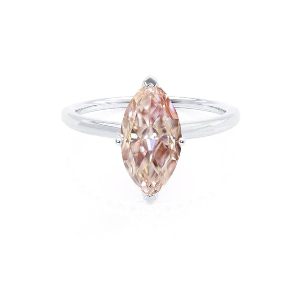 LULU - Marquise Champagne Sapphire 18k White Gold Petite Solitaire Ring Engagement Ring Lily Arkwright