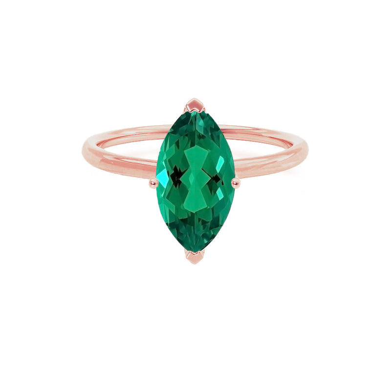 LULU Chatham® Marquise Emerald 18k Rose Gold Petite Solitaire