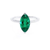 LULU - Marquise Emerald 18k White Gold Petite Solitaire Ring Engagement Ring Lily Arkwright