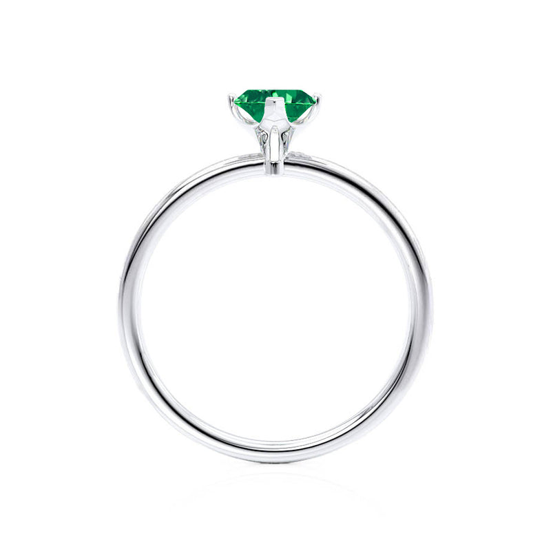 LULU - Marquise Emerald 950 Platinum Petite Solitaire Ring Engagement Ring Lily Arkwright