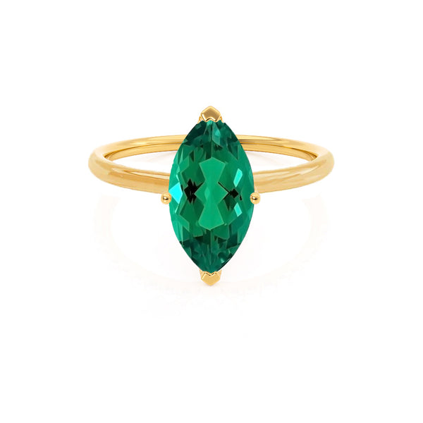 LULU - Marquise Emerald 18k Yellow Gold Petite Solitaire Ring Engagement Ring Lily Arkwright