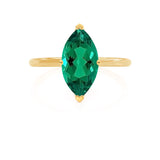 LULU - Marquise Emerald 18k Yellow Gold Petite Solitaire Ring Engagement Ring Lily Arkwright