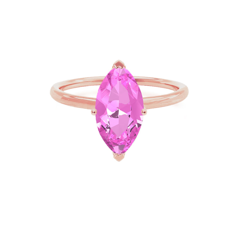 LULU - Marquise Pink Sapphire 18k Rose Gold Petite Solitaire Ring Engagement Ring Lily Arkwright