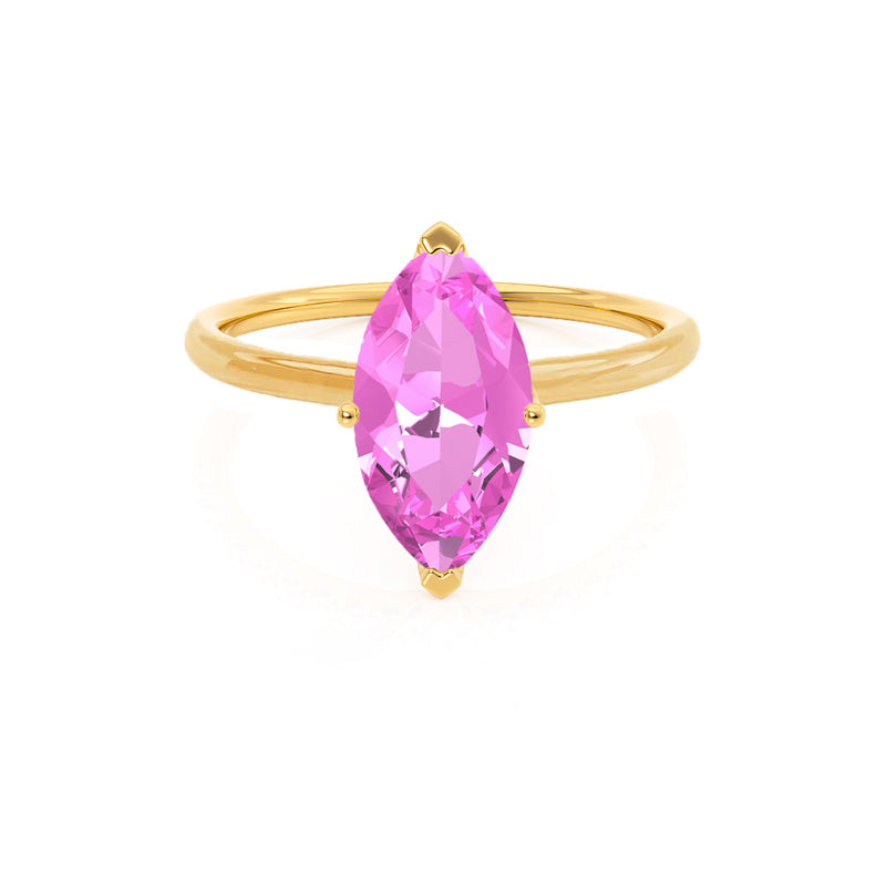 LULU - Marquise Pink Sapphire 18k Yellow Gold Petite Solitaire Ring Engagement Ring Lily Arkwright