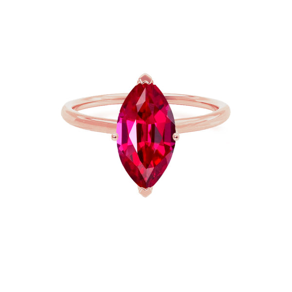 LULU - Marquise Ruby 18k Rose Gold Petite Solitaire Ring Engagement Ring Lily Arkwright