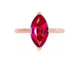 LULU - Marquise Ruby 18k Rose Gold Petite Solitaire Ring Engagement Ring Lily Arkwright