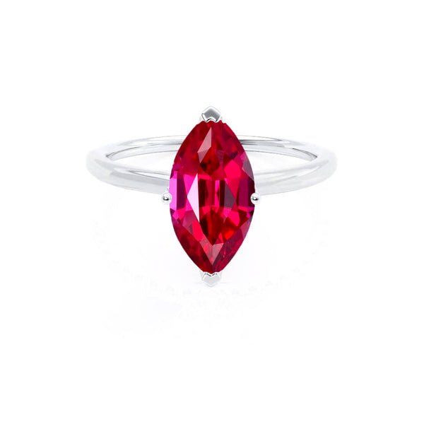 LULU - Marquise Ruby 950 Platinum Petite Solitaire Ring Engagement Ring Lily Arkwright
