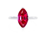 LULU - Marquise Ruby 18k White Gold Petite Solitaire Ring Engagement Ring Lily Arkwright